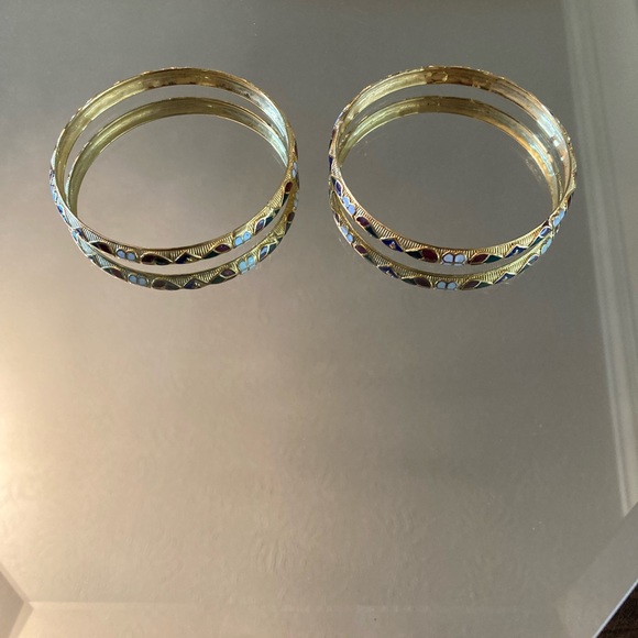 Vintage enamelled cloisonné bangles - Picture 2 of 4
